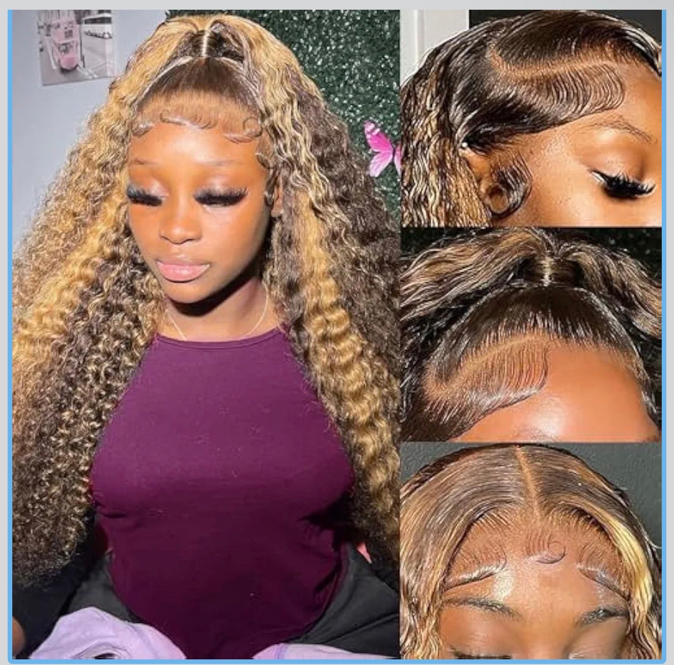 Deep wave human hair highlights