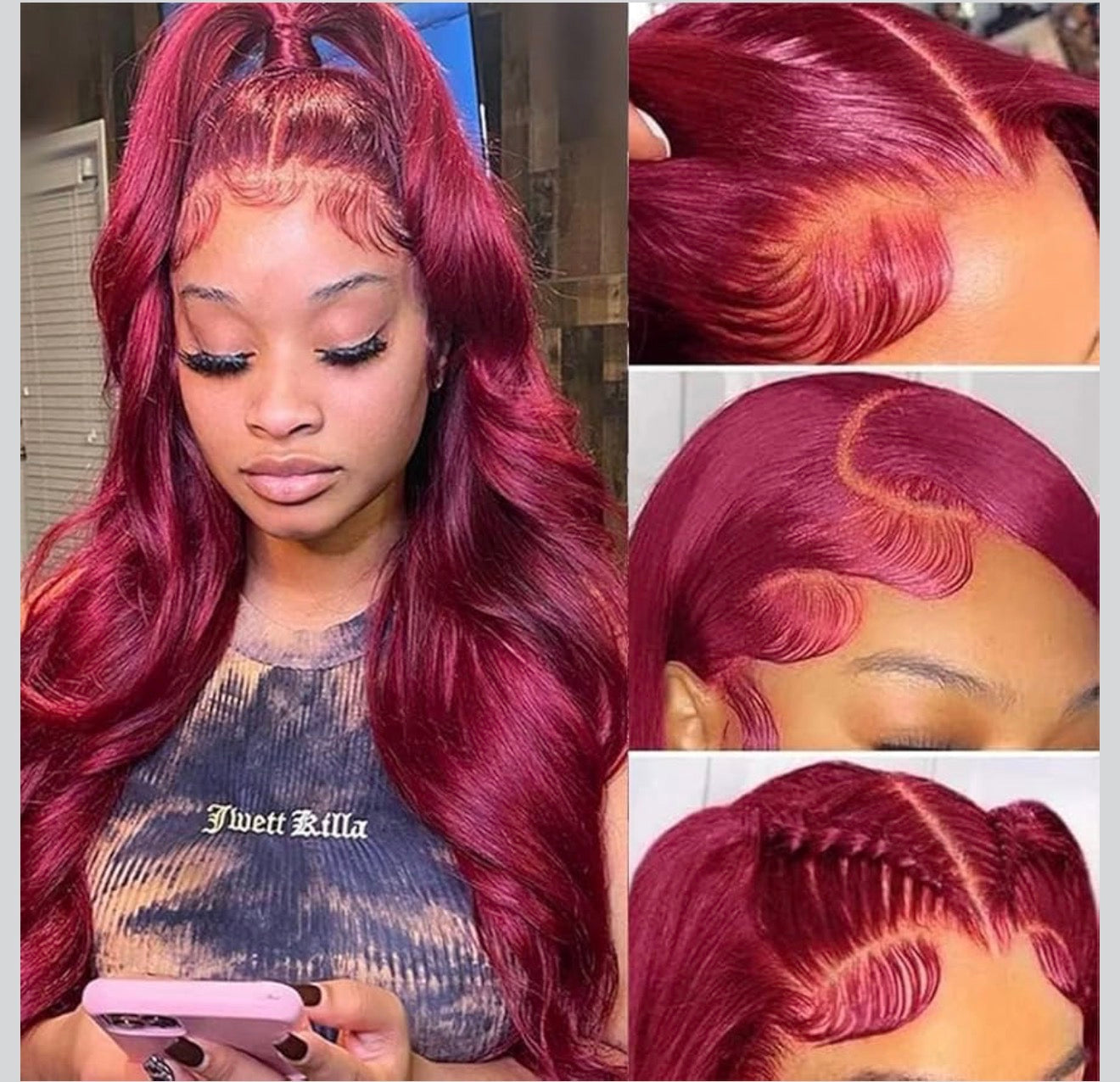 Burgundy human hair