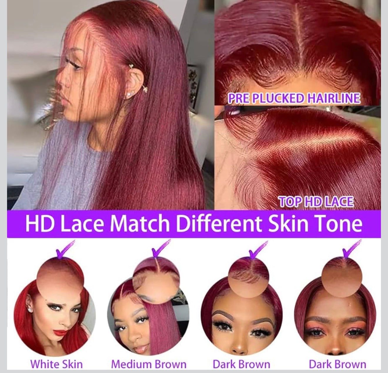 Burgundy human hair